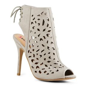 Thaden Gray Booties Open Toe Laser Cut *NEW* NIB